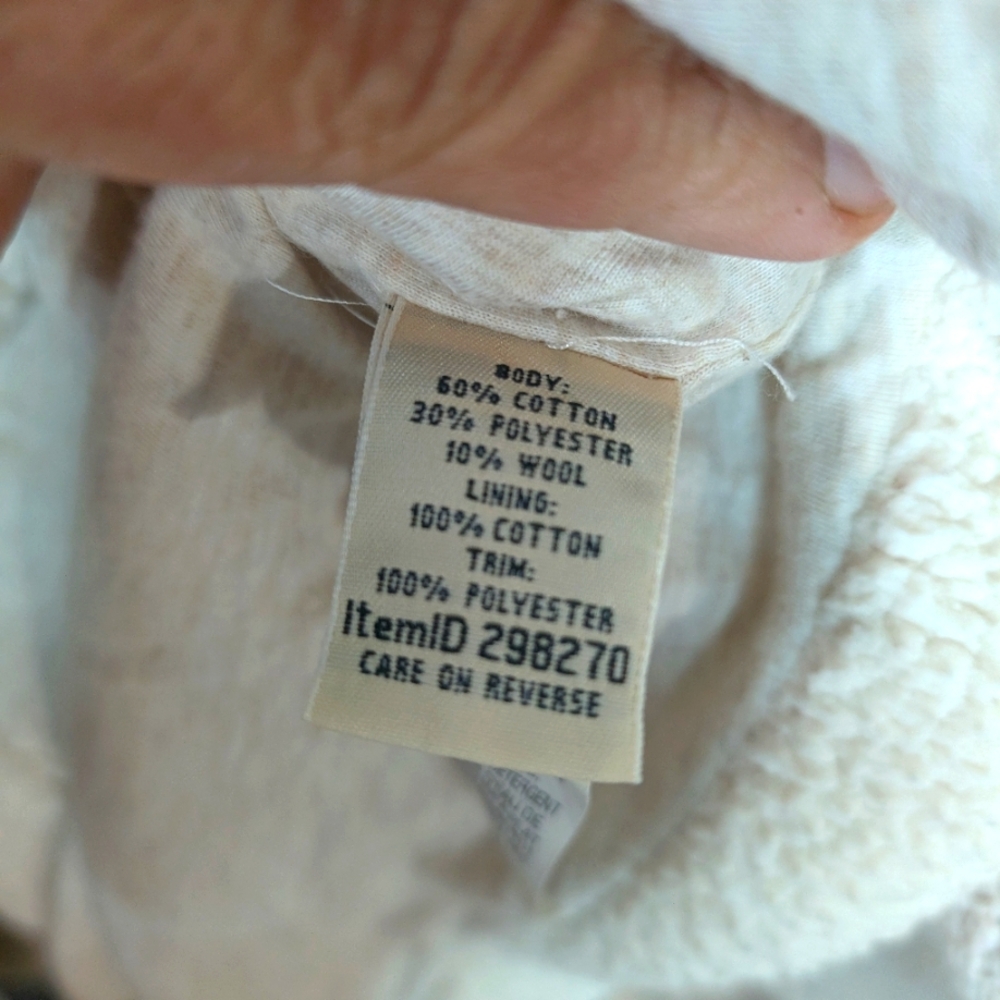 L.L. Bean Cozy Cream Hooded Sweater jacket double layered SZ XL 0282 - Picture 3 of 7